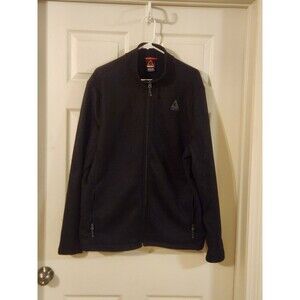 Gerry Mens XL Black Fleece Lined Knit Full Zip Gray Logo Jacket
